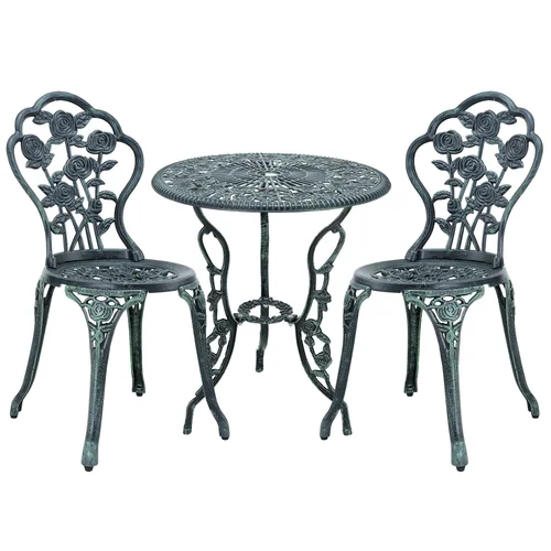 Set bistro gradina, casa.pro, Dina, 59 x 62 cm, fonta, aluminiu, verde