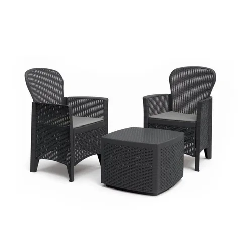 Set gradina/terasa, Progarden, TREE, 3 piese, polipropilena, antracit, 2 scaune 59x57x85.5 cm, masa 53x53x40 cm