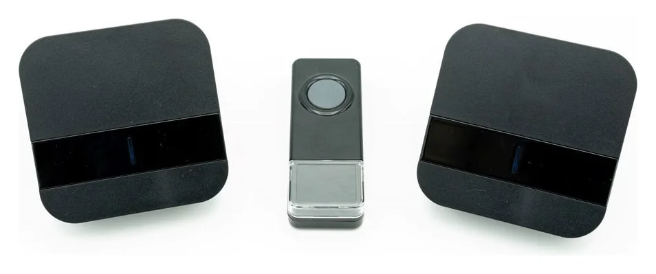 Sonerie Wireless (Fara Fir), 2 receptoare, Distanta 300m, 52 Melodii, Kit Montaj Perete Inclus, Culoare Negru Mat/Lucios