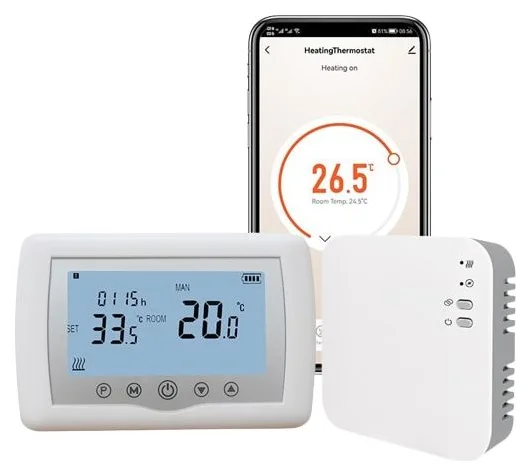 Termostat de ambient inteligent EvoSmart™ WT-08, WI-FI, Controlat Prin Internet/Smartphone, Compatibil Cu Orice Centrala Termica Pe Gas si Electrica/Pe Curent, RF Wireless, Pentru Controlul Temperaturii Ambientale, Alb