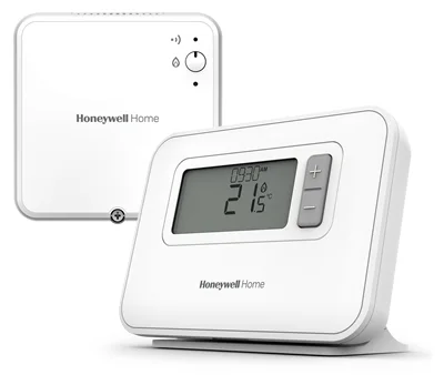 Termostat de ambient pentru centrala Honeywell T3R, programabil pe 7 zile, wireless, alimentare baterii AA