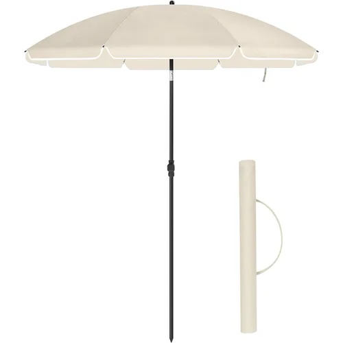 Umbrela terasa gradina sau plaja SONGMICS, cu inclinare, husa, diametru 160cm, bej