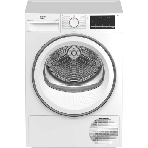 Uscator de rufe Beko B3T68230, Pompa de caldura, 8 kg, 15 programe, Clasa E, SteamCure, RecycledDry, EcoGentle, OptiSense, Aquawave, Alb