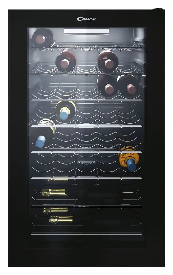 Vitrina de vinuri Candy CWC 150EM/N, 41 sticle, Clasa G, MonoZone, Iluminare LED, Negru
