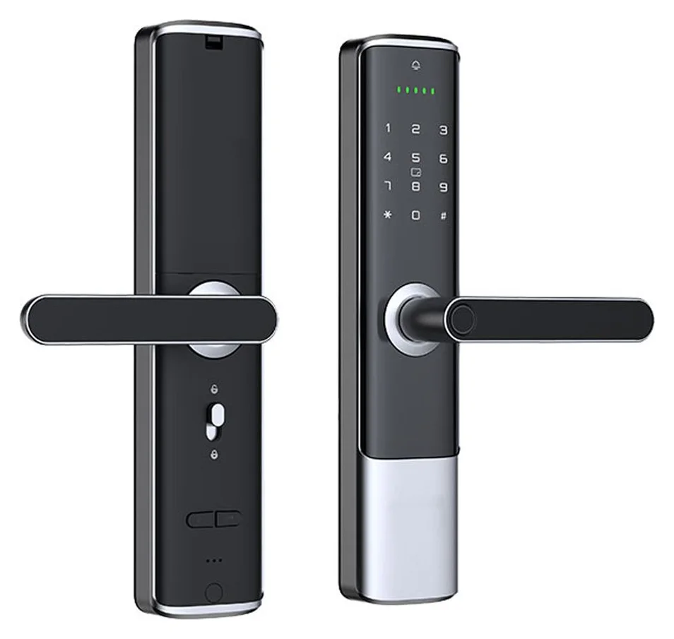 Yala inteligenta TK6 pentru usi metalice cu inchidere multi-punct, aplicatie Tuya, compatibila usi cu latimi 40-120mm, control de la distanta, citire amprenta, sonerie, alarma, impermeabila, functionare intre -25 si 80 grade Celsius CLD-CareLoveDevotion